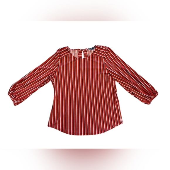 Adrianna Papell EUC Blouse 3/4 Sleeve Orange Stripped Size Small - Picture 6 of 8